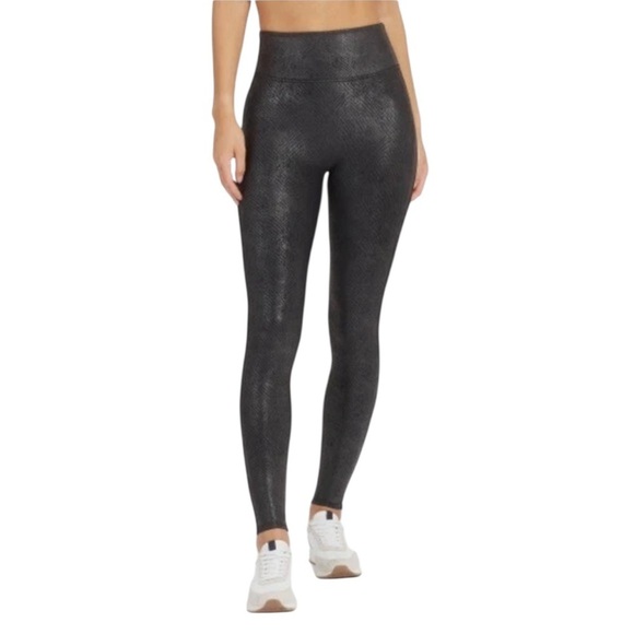Spanx Faux Leather Matte Snake Leggings Small High Waist Compression - Picture 14 of 16